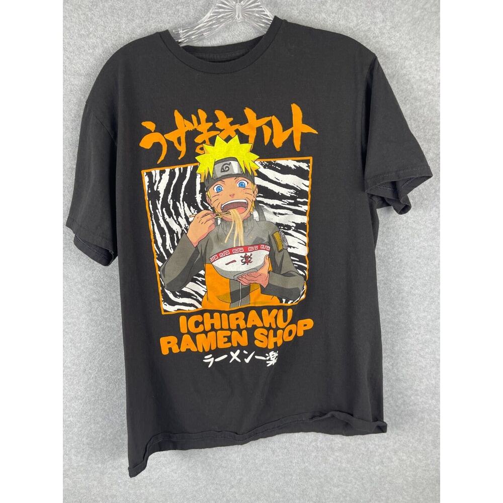 Naruto Shippuden Ichiraku Ramen Shop T Shirt Men's Size L Black Anime Tee